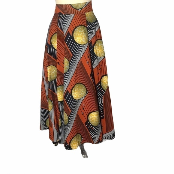 NWOT Skirt 𝅺African Print Fabric (Skirt Made in the USA) Fully Lined W/ Pockets - Picture 1 of 1